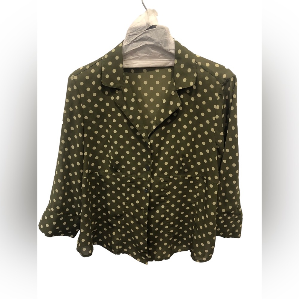 Naomi Large Green Polka Dot Blouse